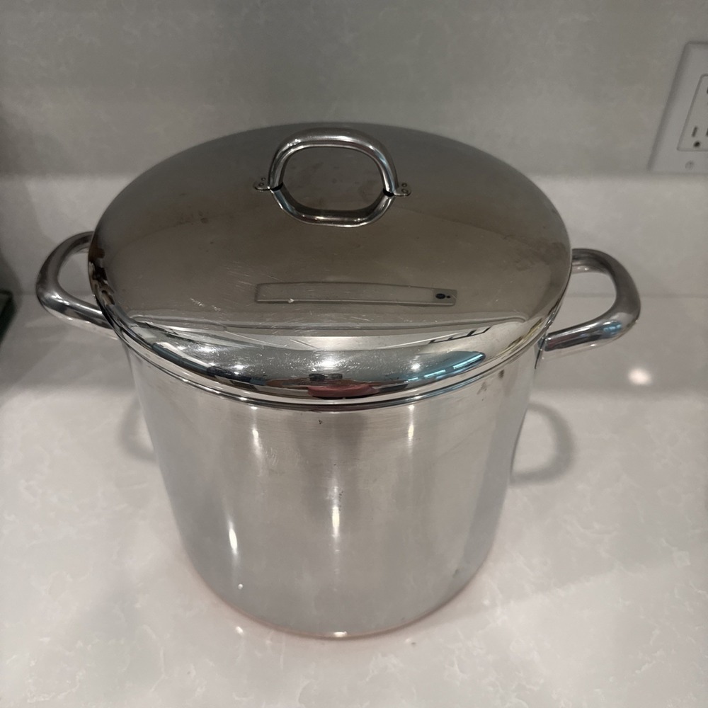 Revere Ware 12 Qt Stock Pot with Lid 1801 Copper Bottom Clinton IL USA With Lid